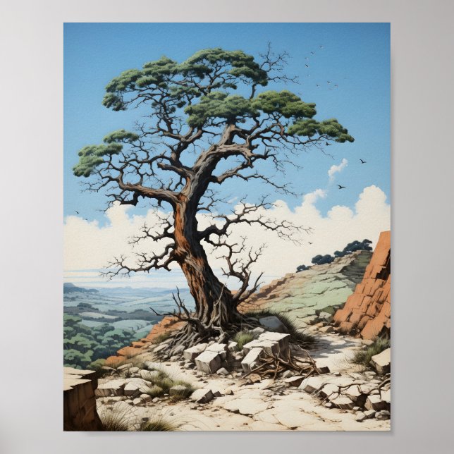 Schöne Naturlandschaft Single Tree Poster (Vorne)