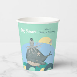 Schöne Nautical Whale Tintenfisch Green Baby Dusch Pappbecher