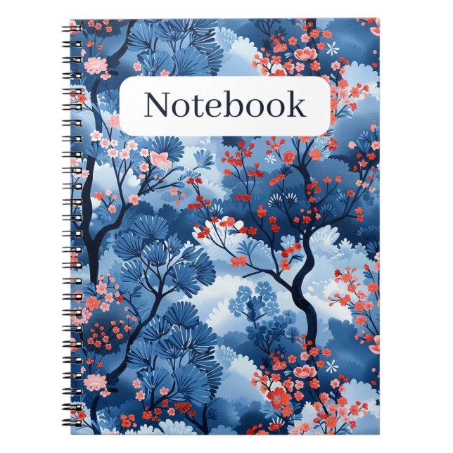 Schöne Navy Blue Cherry Blossom Print Notizblock (Vorderseite)