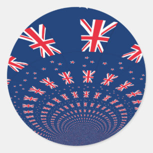 Schöne Neuseeland-Flaggen-Kunst-Druck-Design Runder Aufkleber