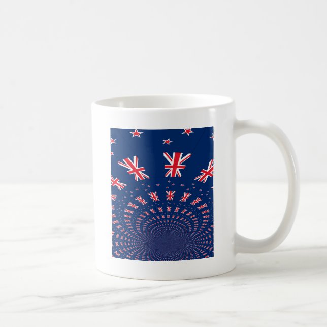 Schöne neuseeländische Flaggen Art Print Design Kaffeetasse (Rechts)