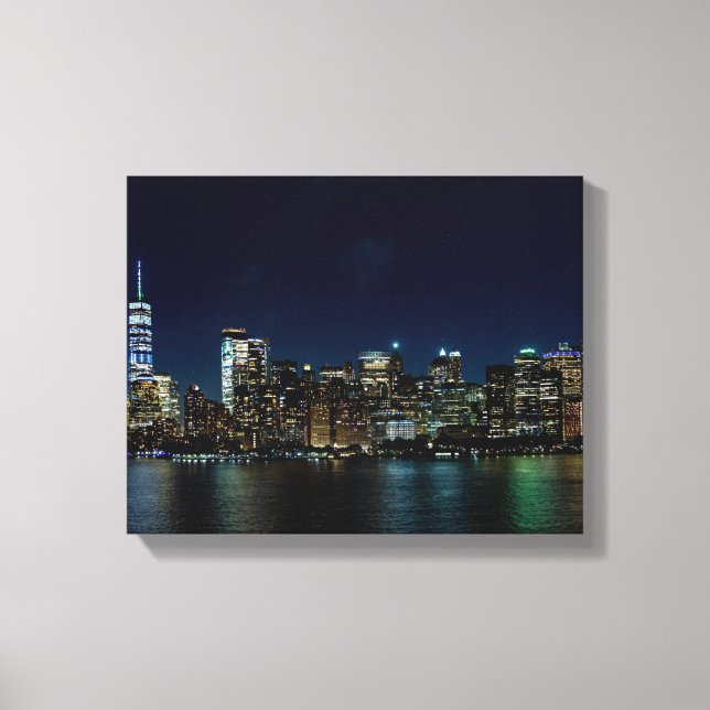 Schöne New York Skyline in der Nacht Leinwanddruck (Vorderseite)
