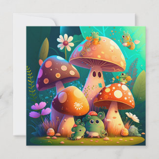 Schöne niedliche Babypilze Einladung