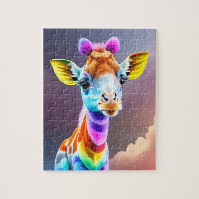 Schöne Niedliche Giraffenfarben, Regenbogenfarben (Vertikal)