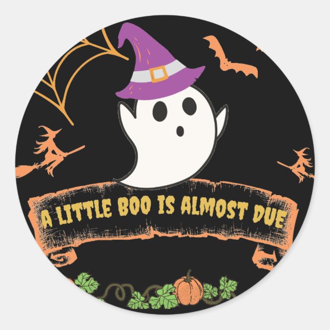 Schöne Niedliche Halloween Boo Orange Babydusche Runder Aufkleber (Vorderseite)