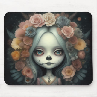 schöne niedliche Whimsikchibi Mädchen mit Blume Mousepad