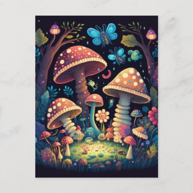 Schöne niedliche Zauberpilze Postkarte (Vorderseite)
