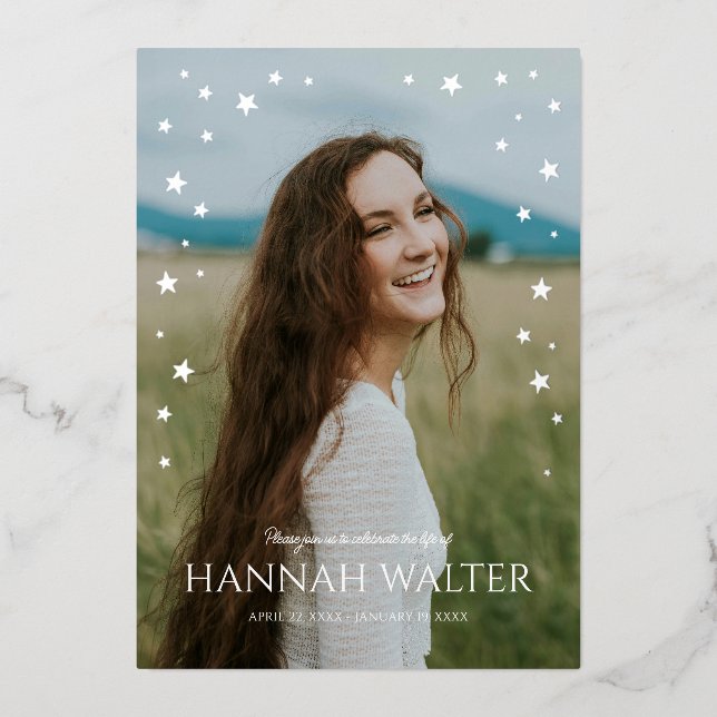 Schöne Nordsternfeier des Lebens Folieneinladung (Vorderseite)