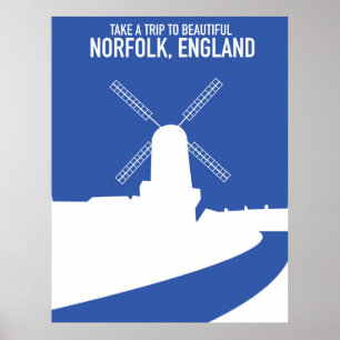 Schöne Norfolk-Windmühle Retro-Reiseposter Poster