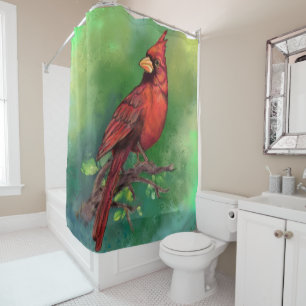 Schöne Northern Red Kardinal Bird Malerei Art Duschvorhang