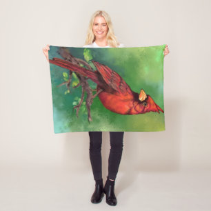 Schöne Northern Red Kardinal Bird Malerei Art  Fleecedecke