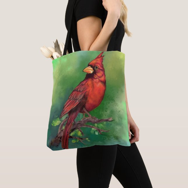 Schöne Northern Red Kardinal Bird Malerei Art  Tasche (Von Nahem)
