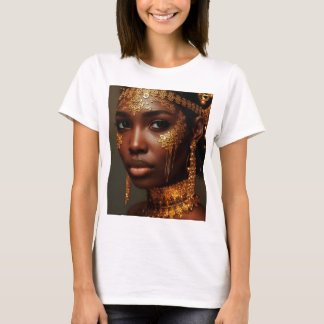 Schöne nubische Göttin in Gold T-Shirt