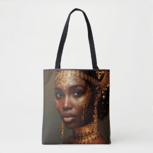 Schöne nubische Göttin in Gold Tasche