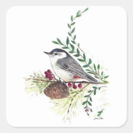 Schöne Nuthatch Art Quadratischer Aufkleber