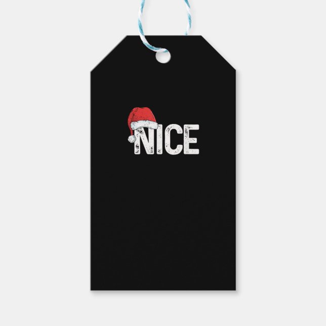 Schöne oder böse passende Weihnachtsdesign lustig Geschenkanhänger (Vorderseite)