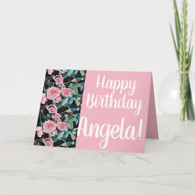 Schöne Old Pink Roses Happy Birthday Card Karte (Vorderseite)