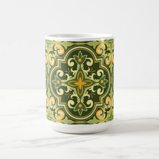 💚 💛 Schöne Oliven- und gelbe Azulejos  Kaffeetasse (Mittel)