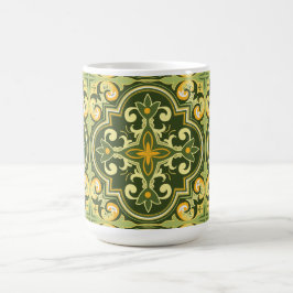 💚 💛 Schöne Oliven- und gelbe Azulejos Kaffeetasse