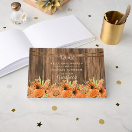 Schöne Orange Blume auf Holz - Gästebuch