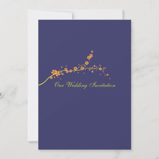 Schöne orange Blüten-Hochzeits-Einladung Einladung (Vorderseite)