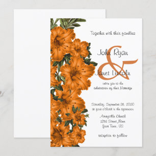 Schöne orange Lilien-Blumen-Hochzeits-Einladungen Einladung