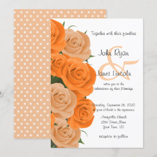 Schöne Orange Rose Blume Hochzeit Einladung