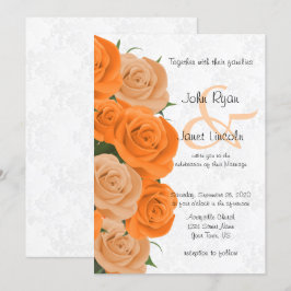 Schöne Orange Rose Blume Hochzeit Einladungen 2