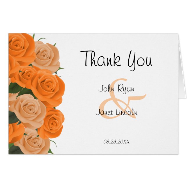 Schöne orange Rosen auf weißen Punkten - danke (Vorderseite (Horizontal))