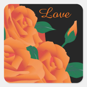 Schöne orange Rosen Quadratischer Aufkleber