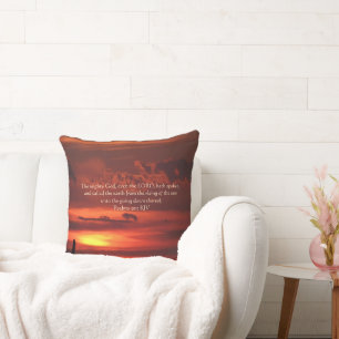 Schöne Orange Sonnenaufgang Kunst mit Bibel Verse Kissen
