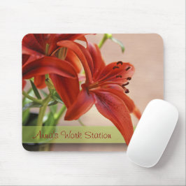 Schöne Orange Tiger Lily Blume Nah-up Mousepad