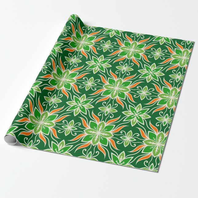 Schöne Orange und Grün Geschenkpapier (Ungerollt)