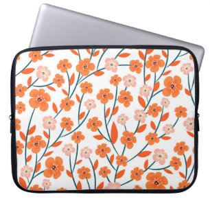 Schöne orange und pastellfarbene Blume nahtlos Laptopschutzhülle