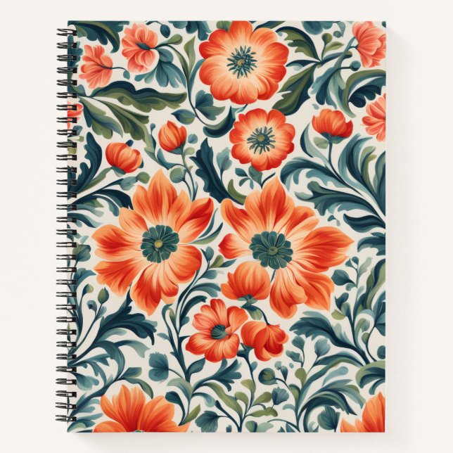 Schöne orangefarbene Blumen Notizbuch (Vorderseite)