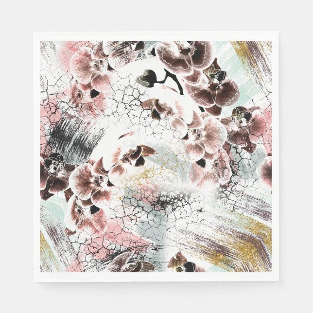 Schöne Orchidee stilvoll Serviette (Vorderseite)