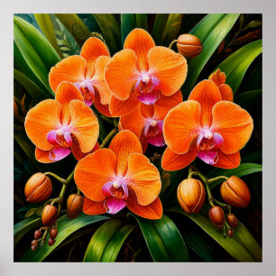 Schöne Orchideen in einer künstlerischen Kompositi Poster