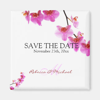 Schöne Orchideen in Rot und Rot Save the Date Magnet