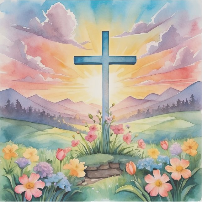 Schöne Ostern-Aquarell-Kunst Aufkleber (Vorderseite)