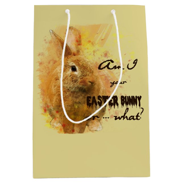 Schöne Ostern Bunny Wine Mittlere Geschenktüte (Vorderseite)