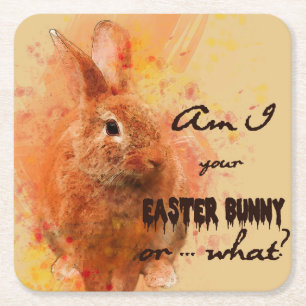 Schöne Ostern Bunny Wine Rechteckiger Pappuntersetzer