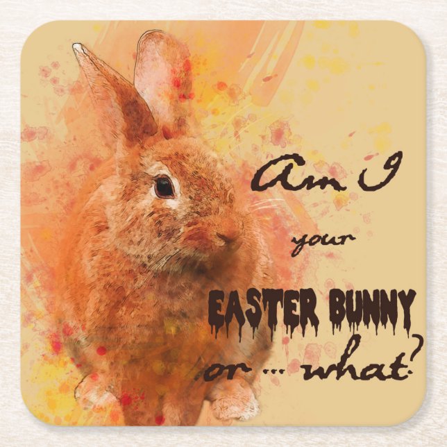 Schöne Ostern Bunny Wine Rechteckiger Pappuntersetzer (Vorderseite)