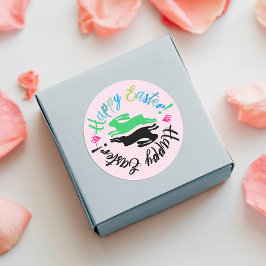 Schöne Osterpastel Bunnies Illustration Runder Aufkleber