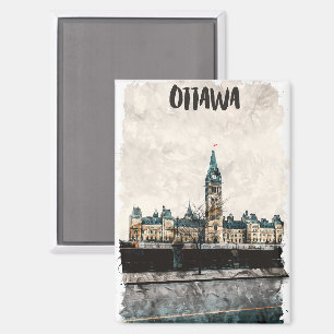 Schöne Ottawa Kanada Malerei Reisen Wasserfarbe Magnet