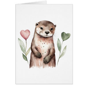 Schöne Otter mit Herz-Blume