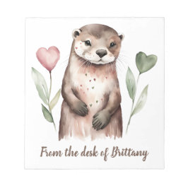Schöne Otter mit Herz-Blume Notizblock