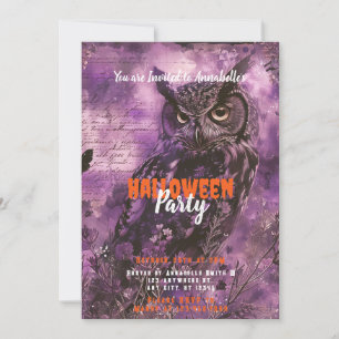 Schöne Owl Purple Halloween Party Einladung