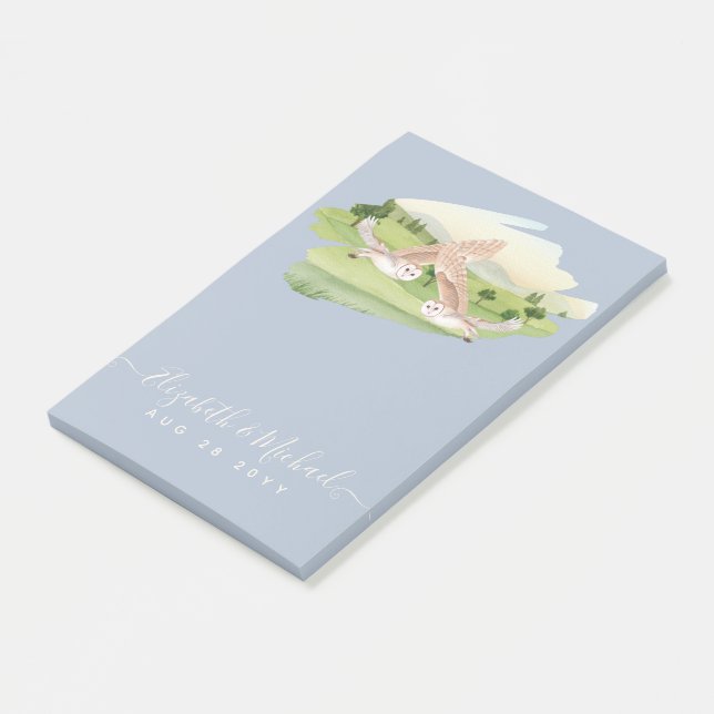 Schöne OWLS-Hochzeit Post-it Klebezettel (angewinkelt)