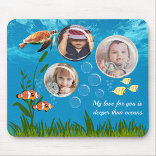 Schöne Ozean Blauer tropischer Fisch Unterwasser Mousepad