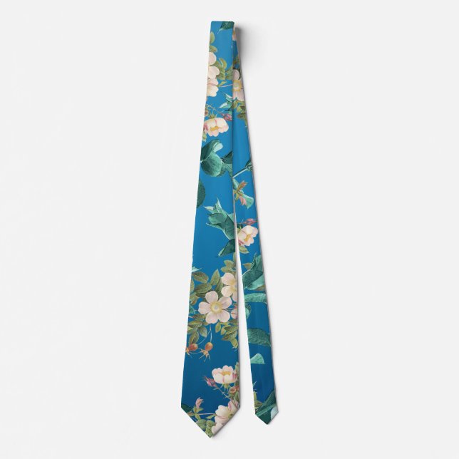 Schöne Ozeanblauer Flora und botanischer Chic Krawatte (Vorderseite)